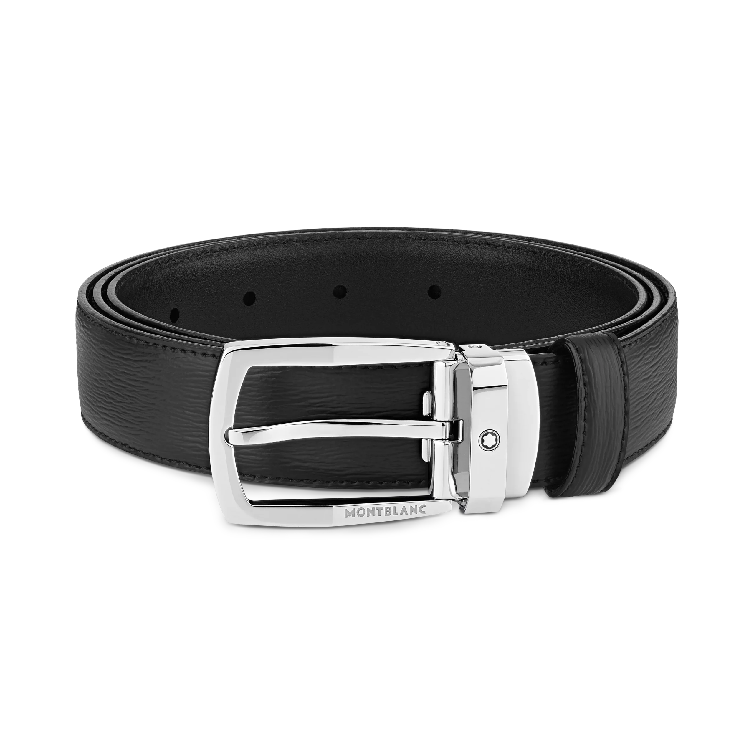 CEINTURE CUIR 4810 NOIR BOUCLE TRAPEZE ACIER 30MM