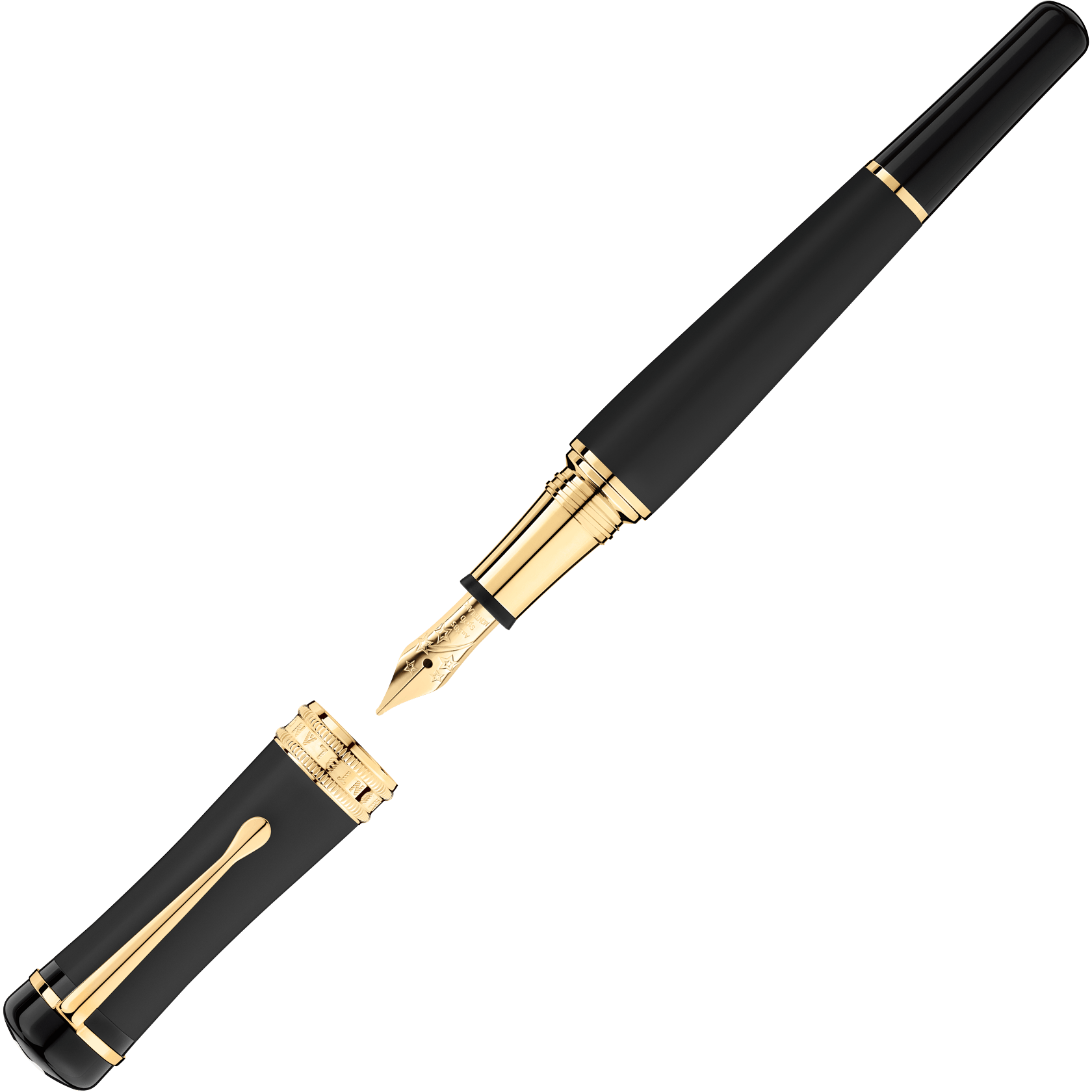 STYLO PLUME F 14K MONTBLANC BONHEUR NUIT FINITION DOREE