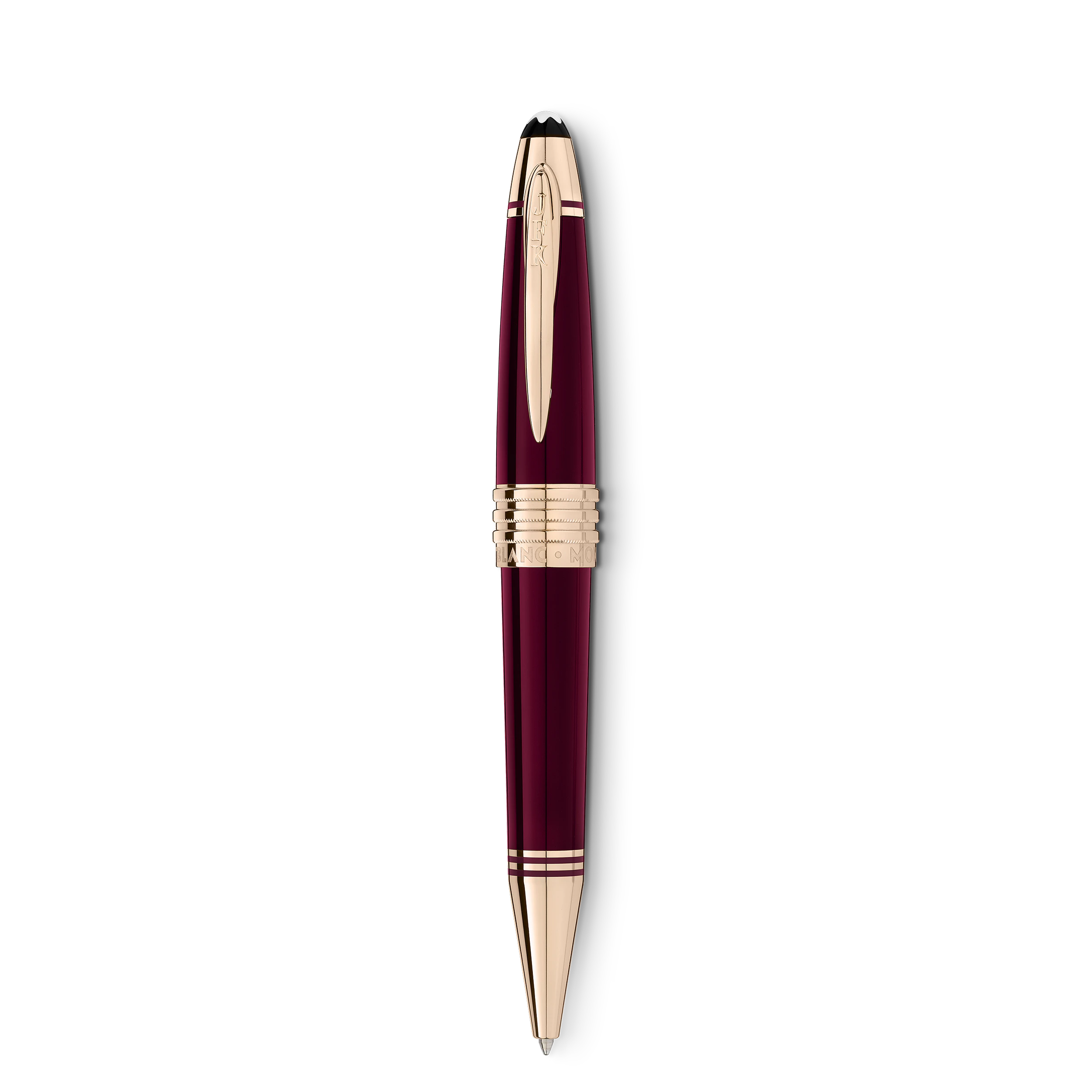 MB118083_T3014_V3013_B0006.webp STYLO BILLE GCH HOMMAGE A J.F KENEDDY EDITION SPECIALE RESINE PRECIEUSE BORDEAU FINTION DOREE