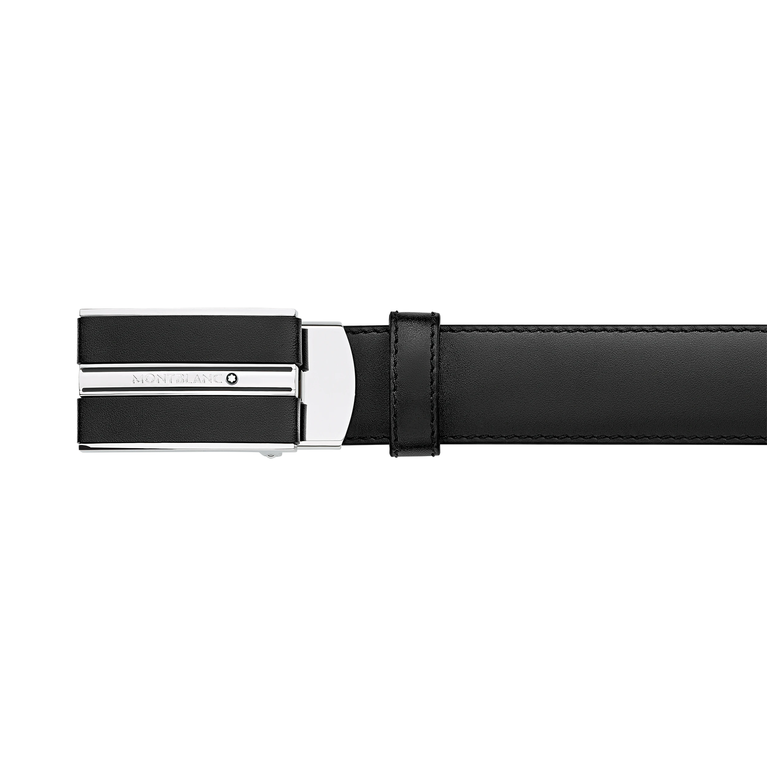 CEINTURE BOUCLE RECTANGULAIRE NOIRE ACIER CUIR NOIR 30MM