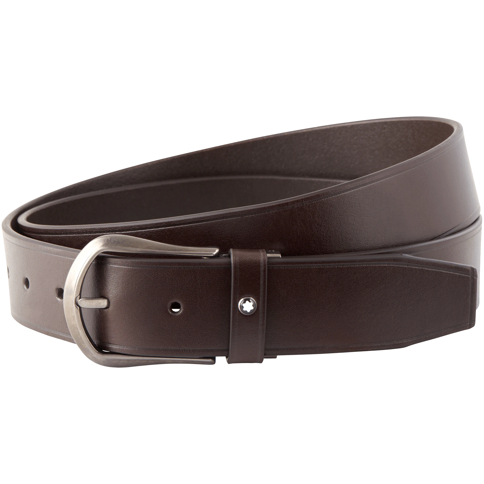 CEINTURE CASUAL BOUCLE TRAPEZE MAT CUIR MARRON MAT 35MM