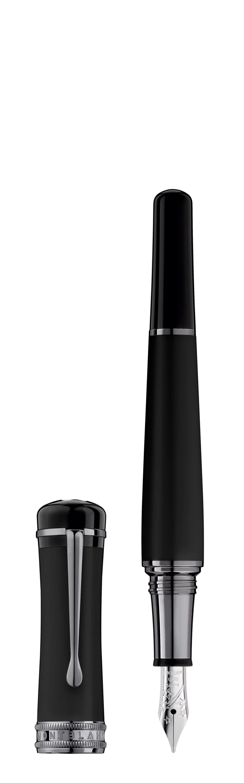 STYLO PLUME M OR 14K BONHEUR BOYFRIEND RESINE PRECIE USE NOIRE MATTE FINITION RUTHENIEE