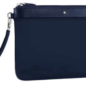 POCHETTE MEDIUM SARTORIAL JET CUIR ET TOILE BLEU