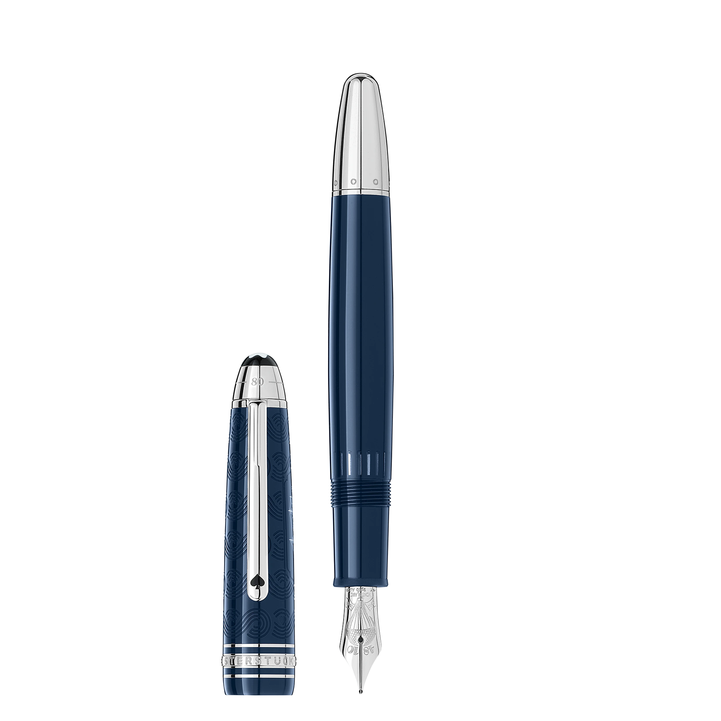 STYLO PLUME F OR 14K LE TOUR DU MONDE EN 80 JOURS MEISTERSTUCK 145 RESINE BLEUE