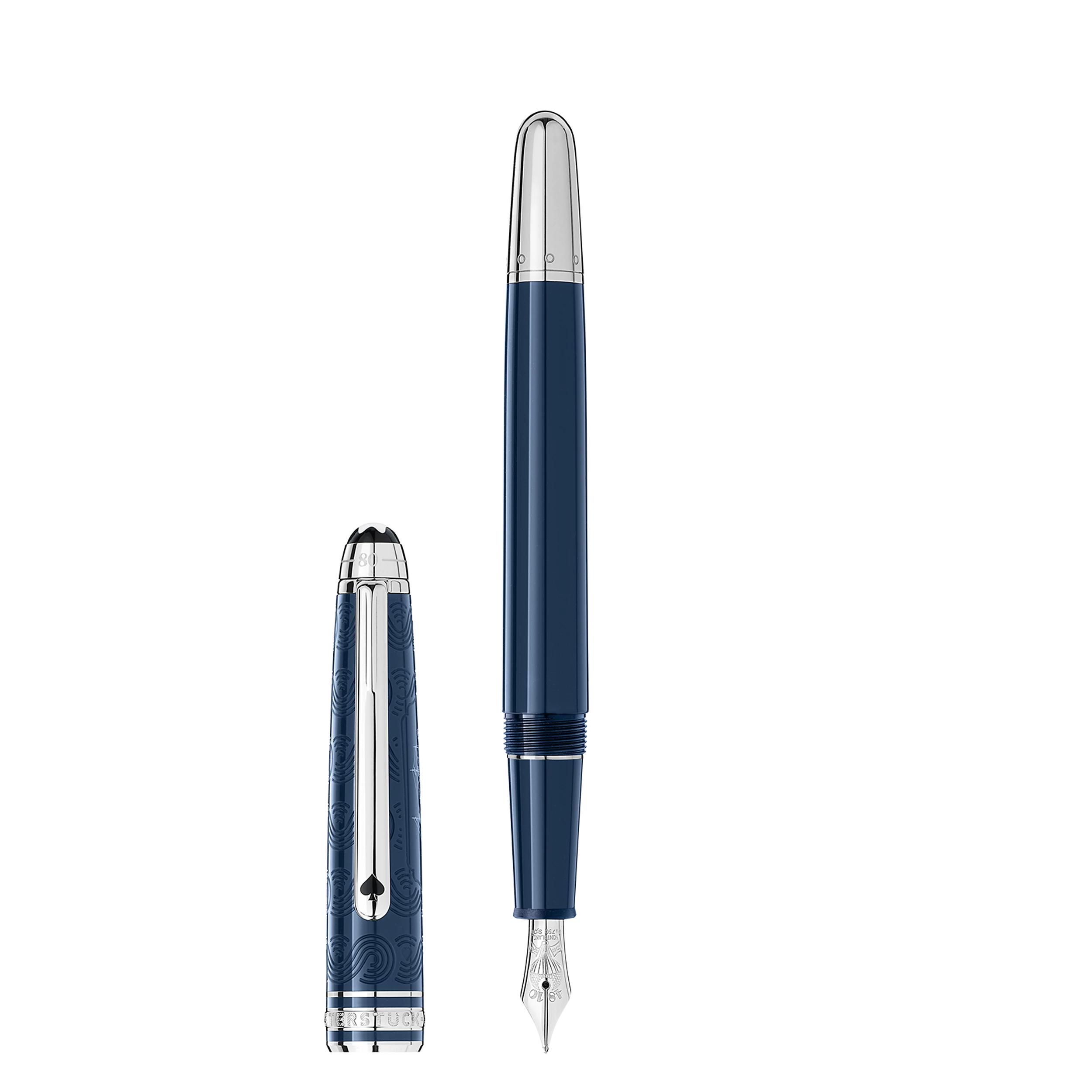 MB126343.webp STYLO PLUME F OR 14K LE TOUR DU MONDE EN 80 JOURS CLASSIQUE RESINE BLEUE