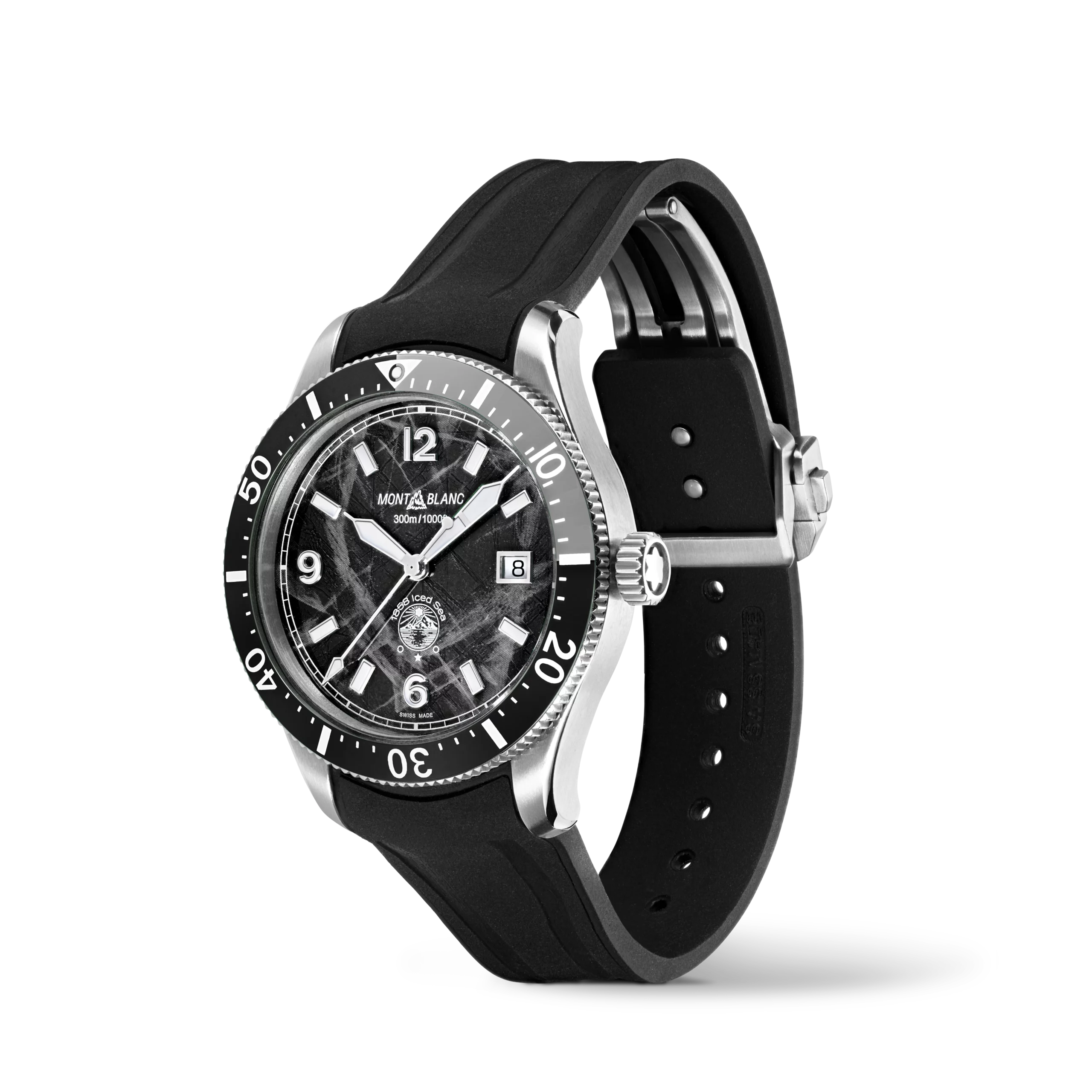 MONTRE ICED SEA MONTBLANC 1858 41MM CADRAN NOIR BRACELET RUBBER AUTOMATIQUE