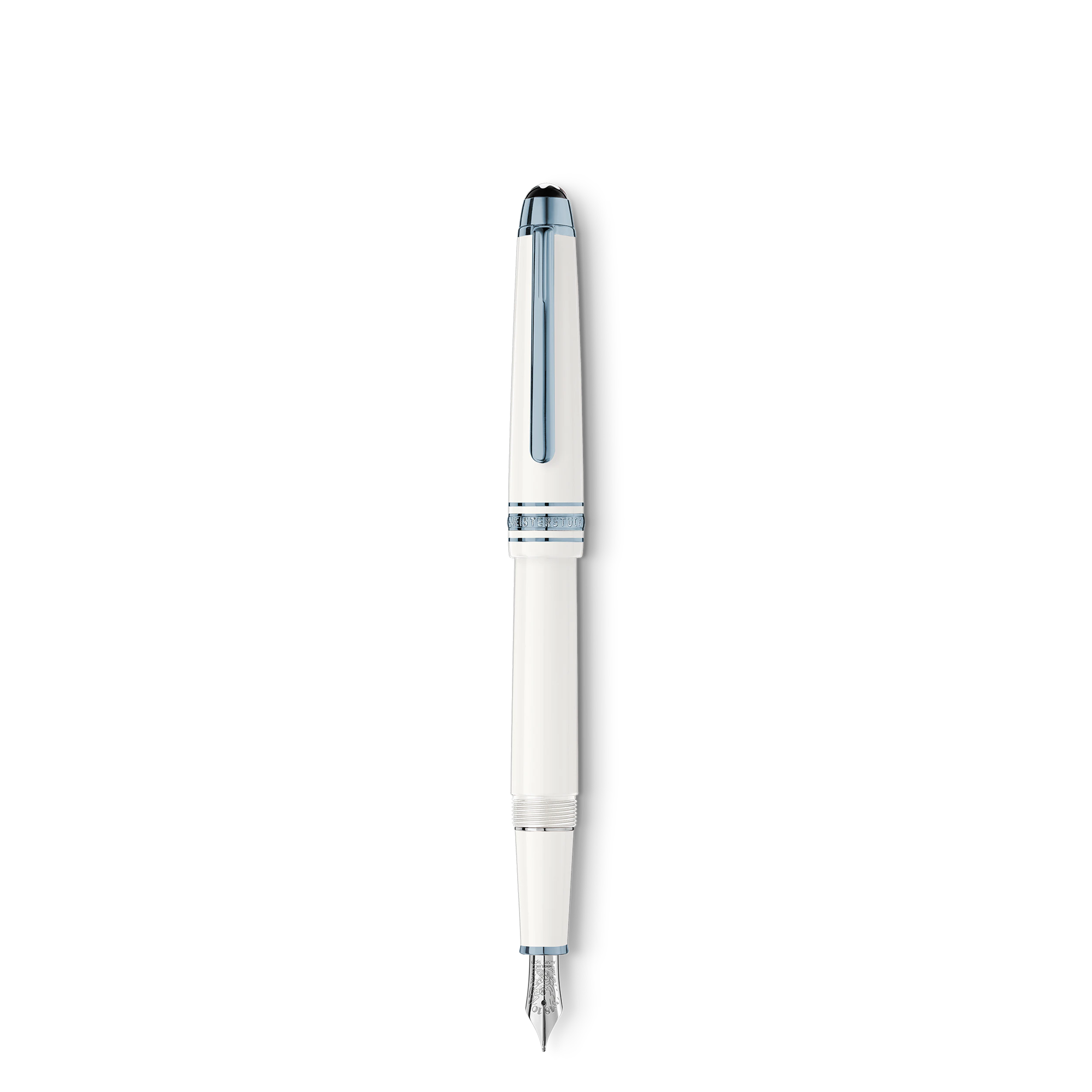 STYLO PLUME F OR 14K MEISTERSTUCK GLACIER RESINE PRECIEUSE BLANCHE FINITION BLEUE