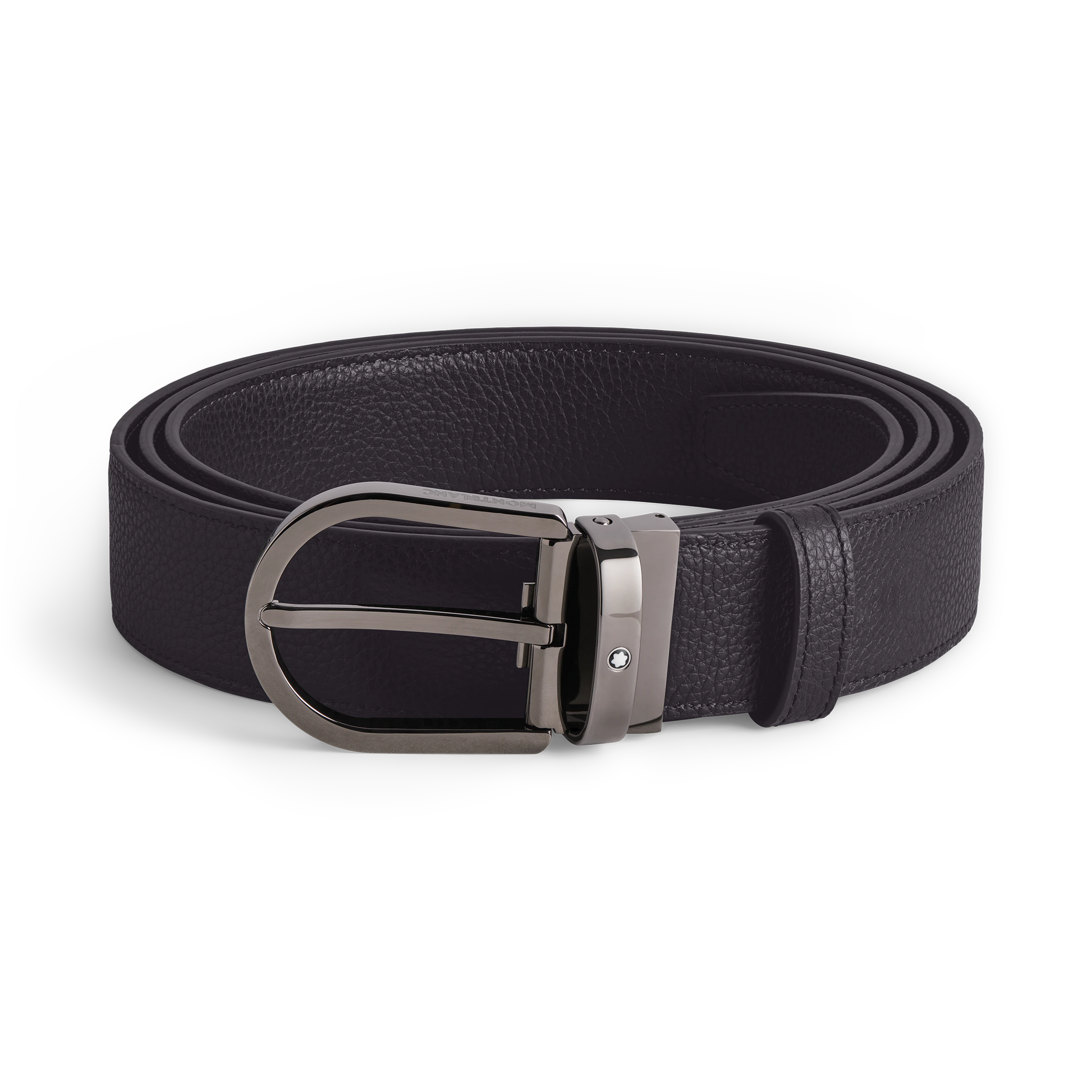 MB199082_T3014_V3007_B0006.webp CEINTURE  BOUCLE FER A CHEVAL RUTHENIUM BRILLANT REVERSIBLE BLEU/NOIR CUIR GRAINE 35MM