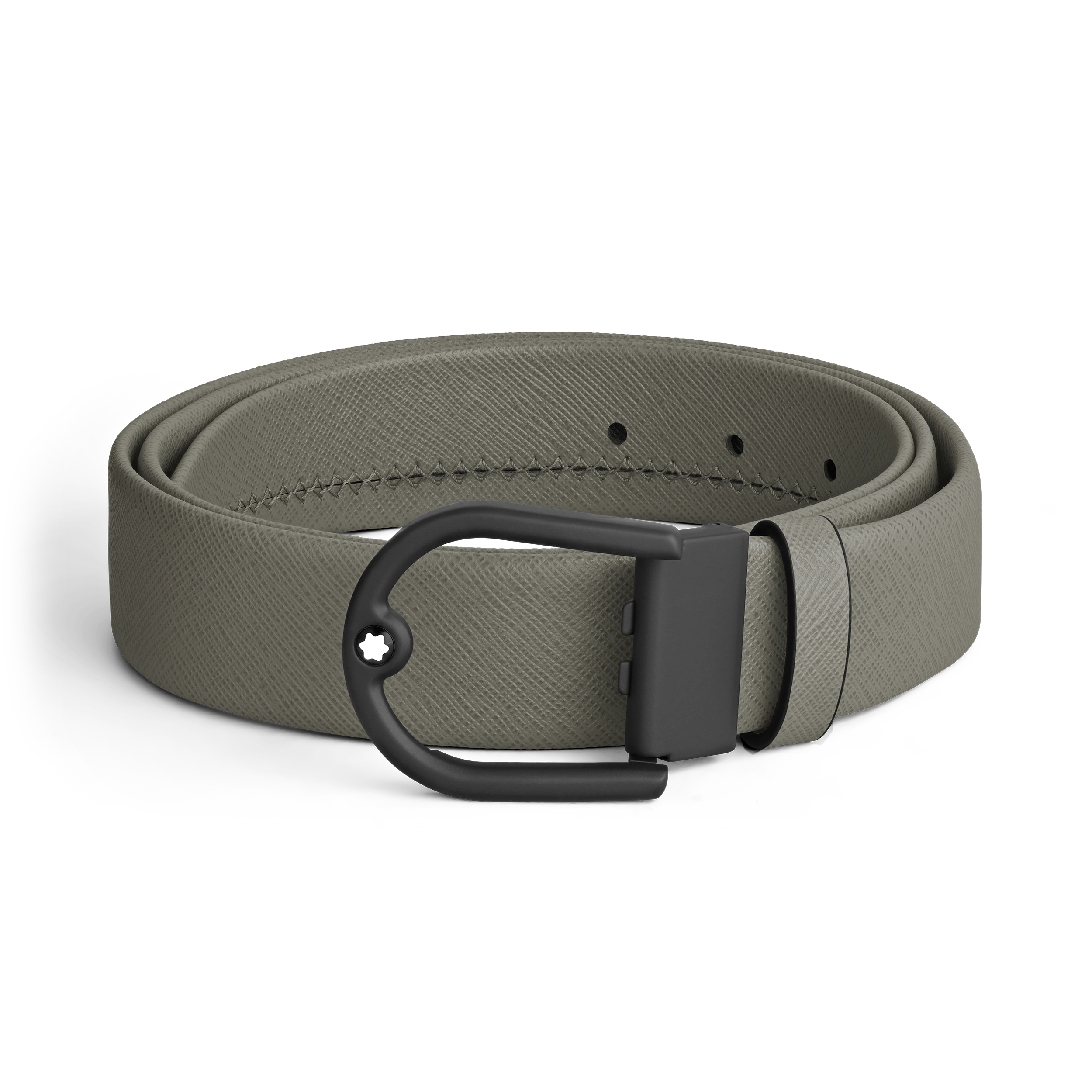 CEINTURE BOUCLE FER A CHEVAL CUIR SARTORIAL VERT KAKI