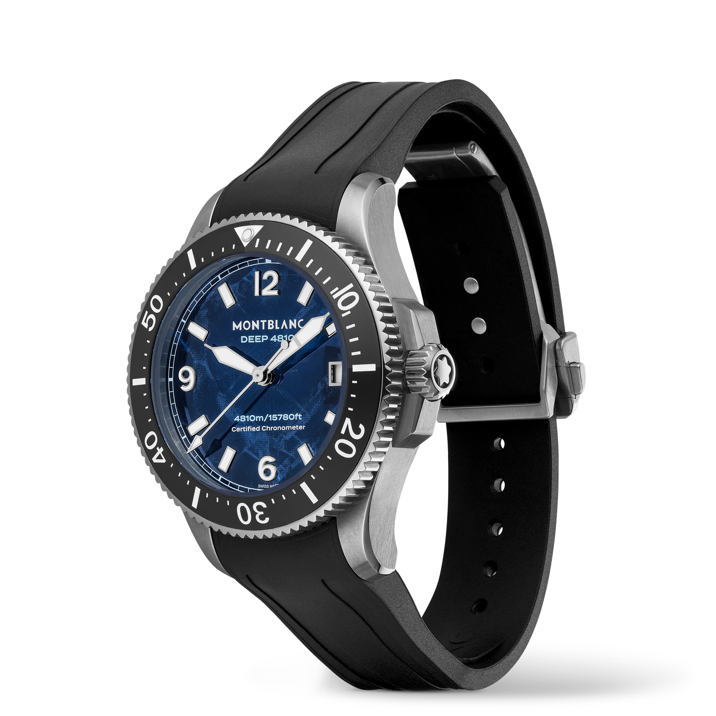 MONTRE 1858  ICED SEA  0 O2  DEEP 4810  43 MM BOITIER TITANE CADRAN BLEU BRACELET CAOUTCHOUC