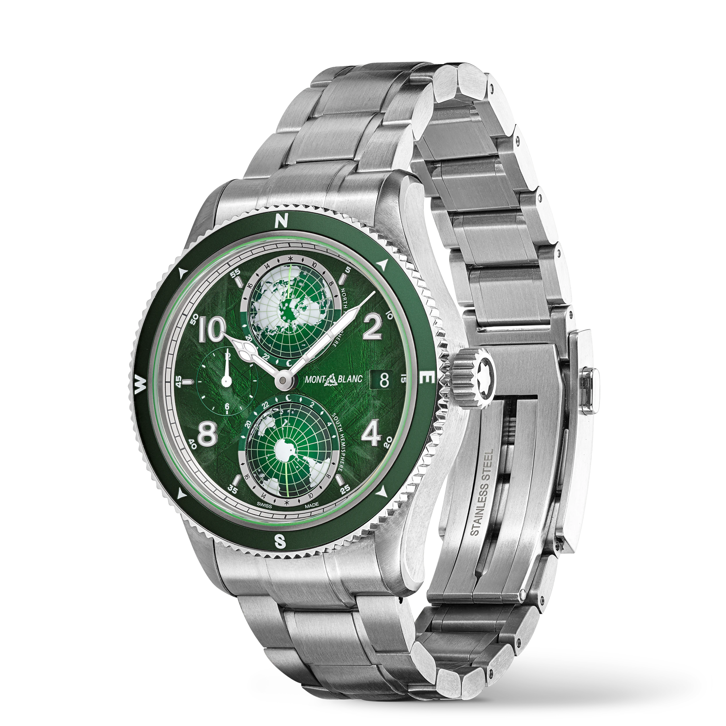 MONTRE 1858 GEOSPHERE 0 OXYGENE CADRAN VERT BOITIER ACIER ET TITANE 42 MM 10ATM