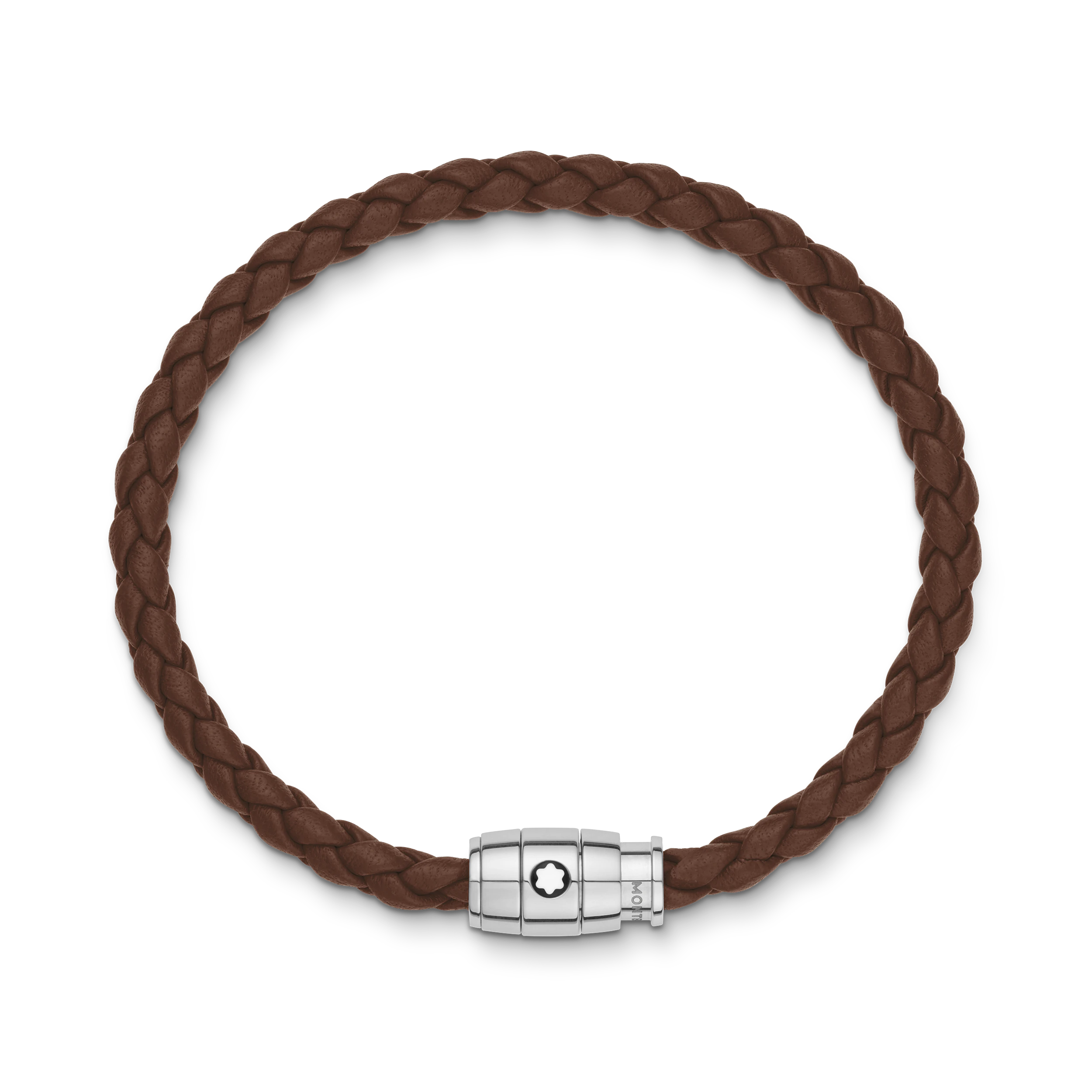 Bracelet acier 3 anneaux Collection Meisterstück en cuir marron Taille 63