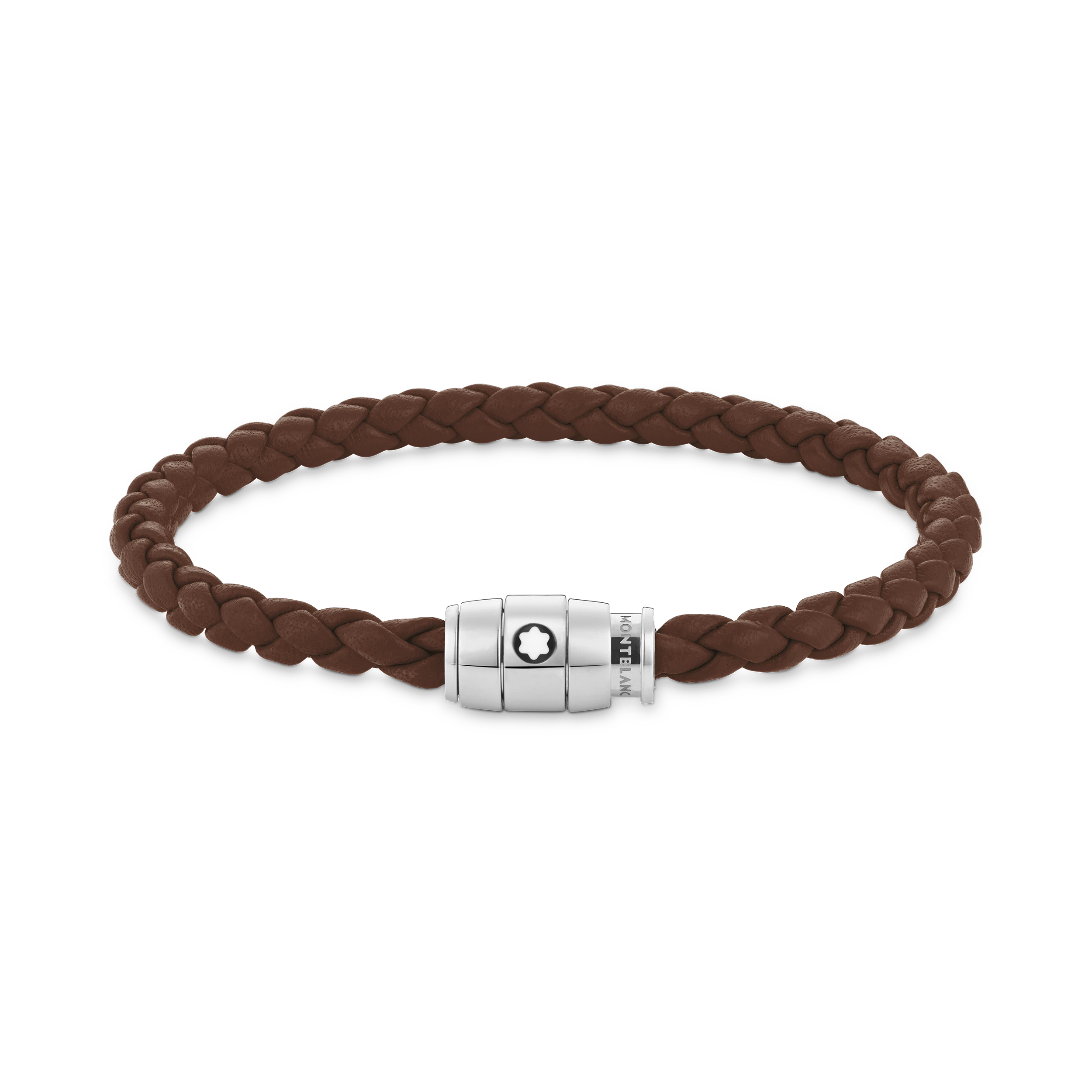 Bracelet acier 3 anneaux Collection Meisterstück en cuir Marron Taille 68