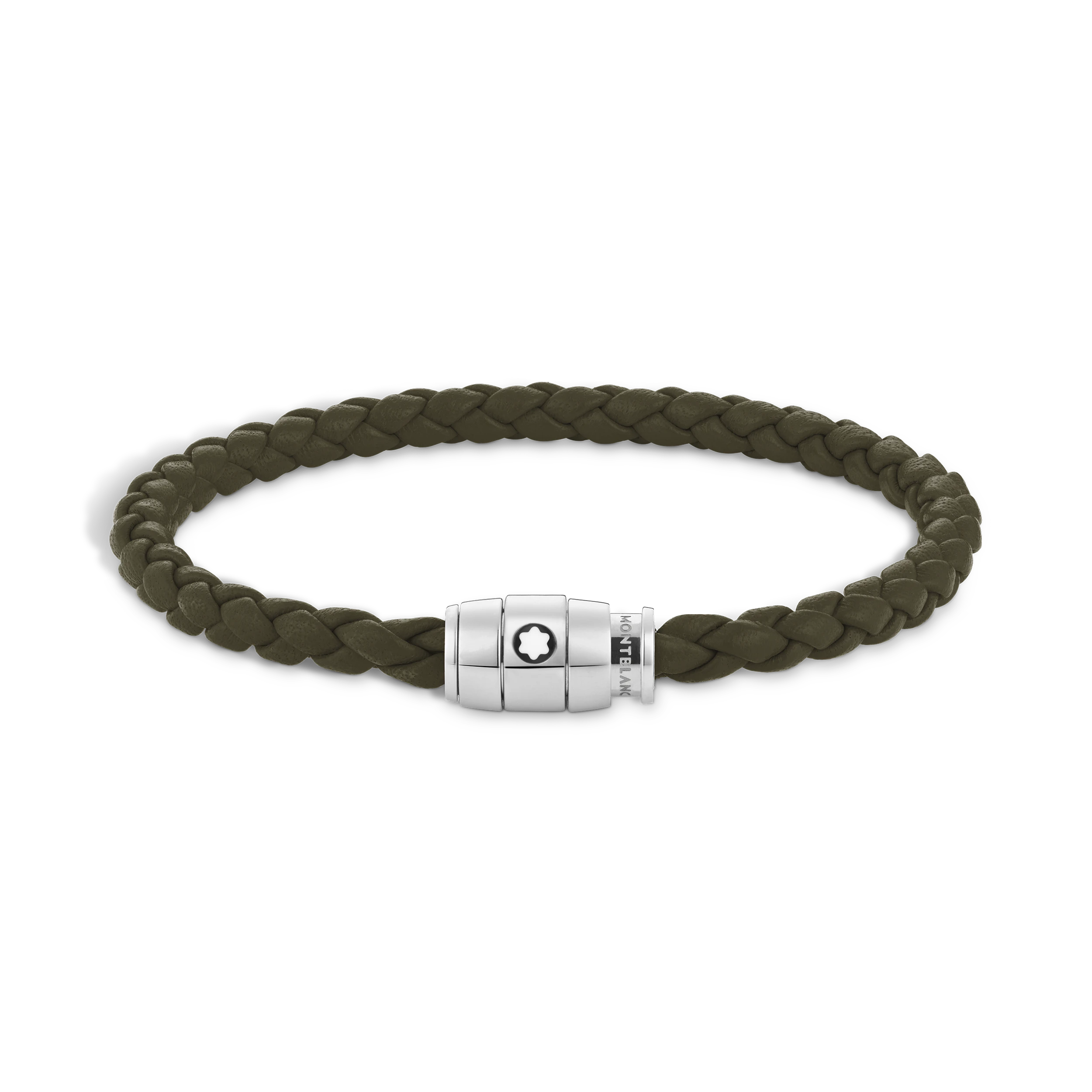 Bracelet acier 3 anneaux Collection Meisterstück en cuir Khaki Taille 60