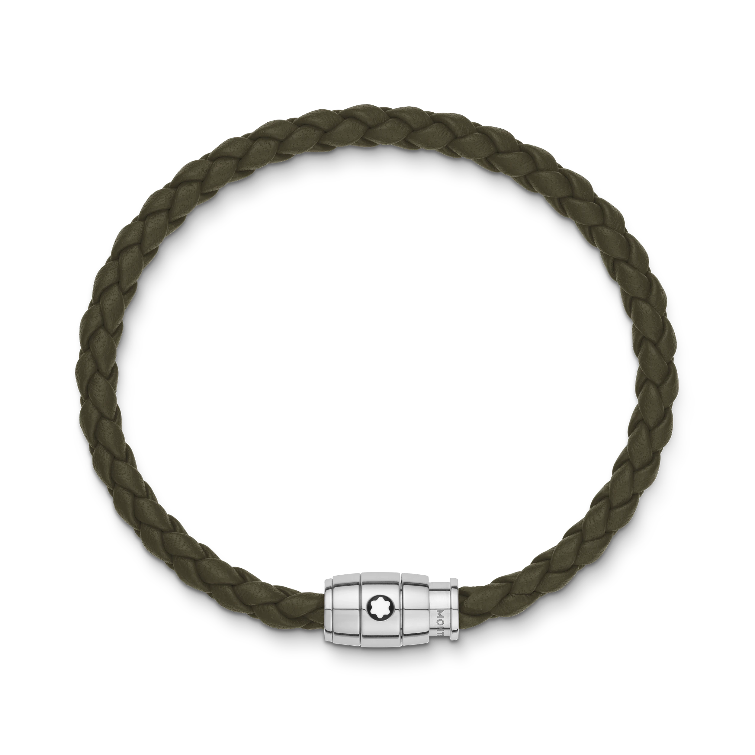 Bracelet acier 3 anneaux Collection Meisterstück en cuir khaki Taille 63