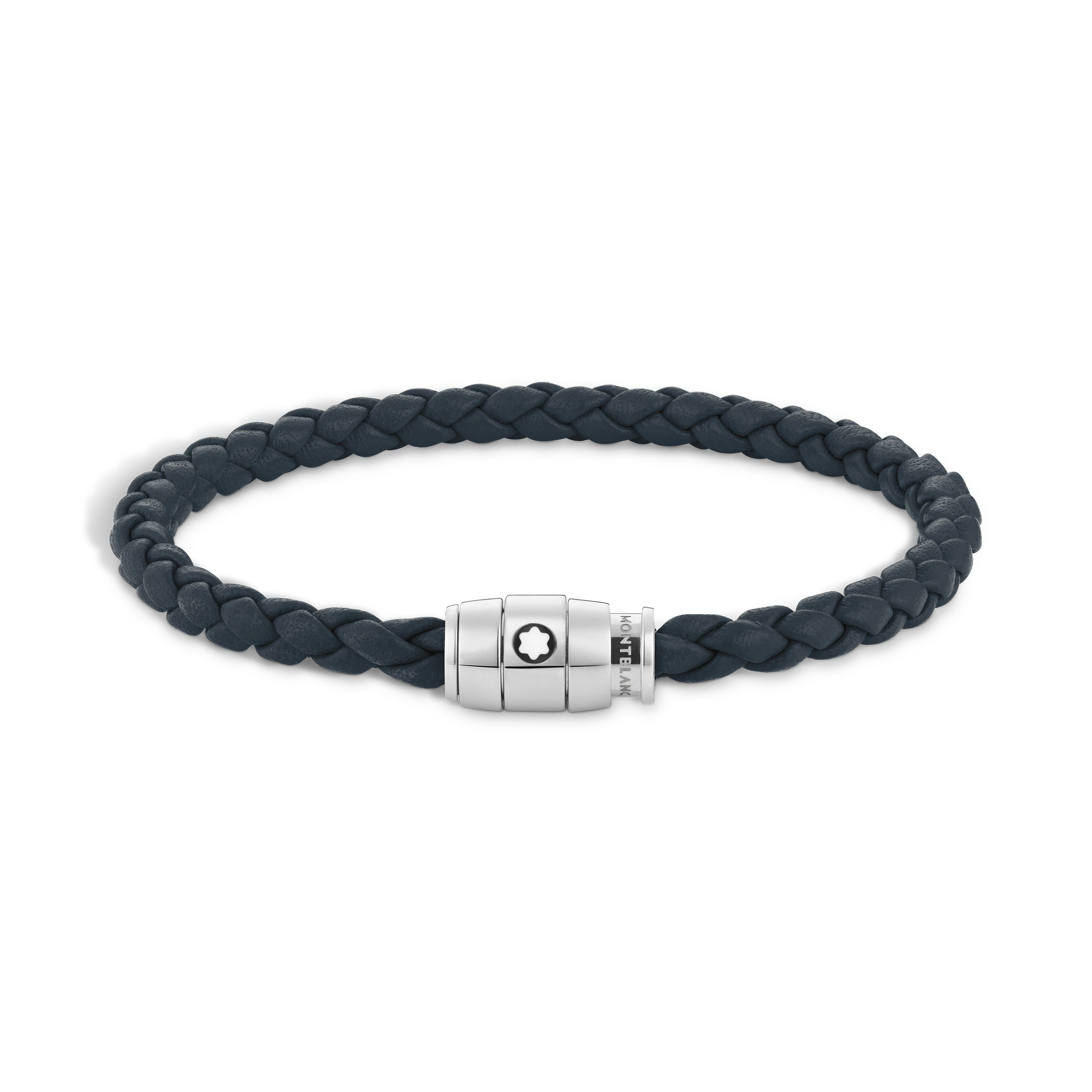 Bracelet acier 3 anneaux Collection Meisterstück en cuir couleur A.Blue Taille 60