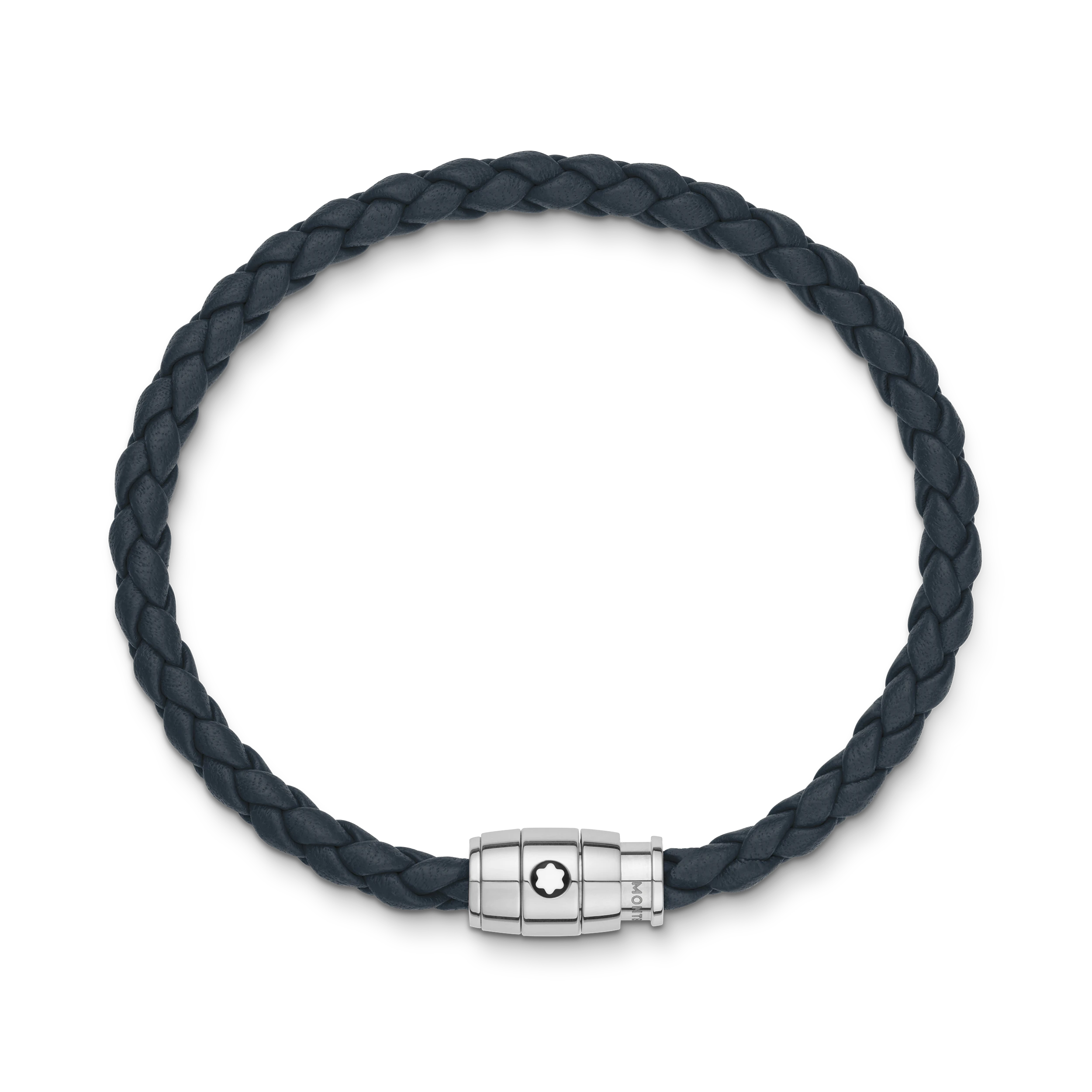 Bracelet acier 3 anneaux Collection Meisterstück en cuir couleur A.blue